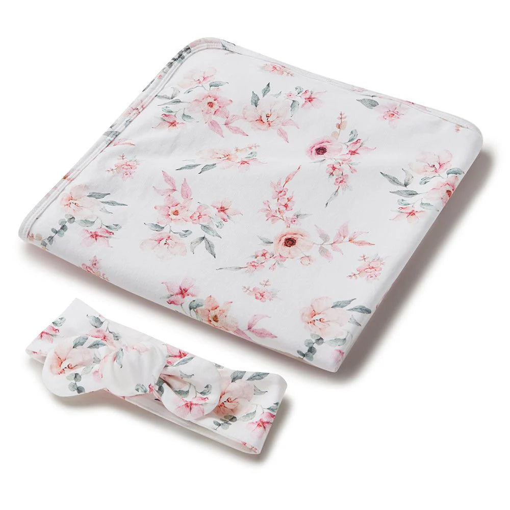 Snuggle Hunny Camille Organic Jersey Wrap & Topknot Set