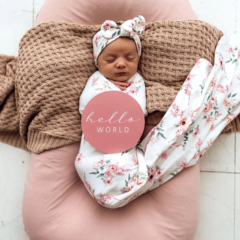 Snuggle Hunny Camille Organic Jersey Wrap & Topknot Set