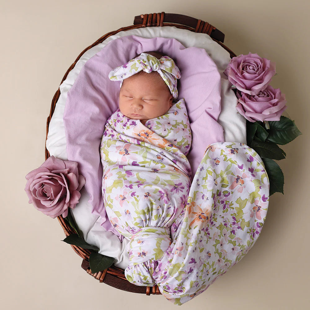Snuggle Hunny Isla Organic Jersey Wrap & Topknot Set