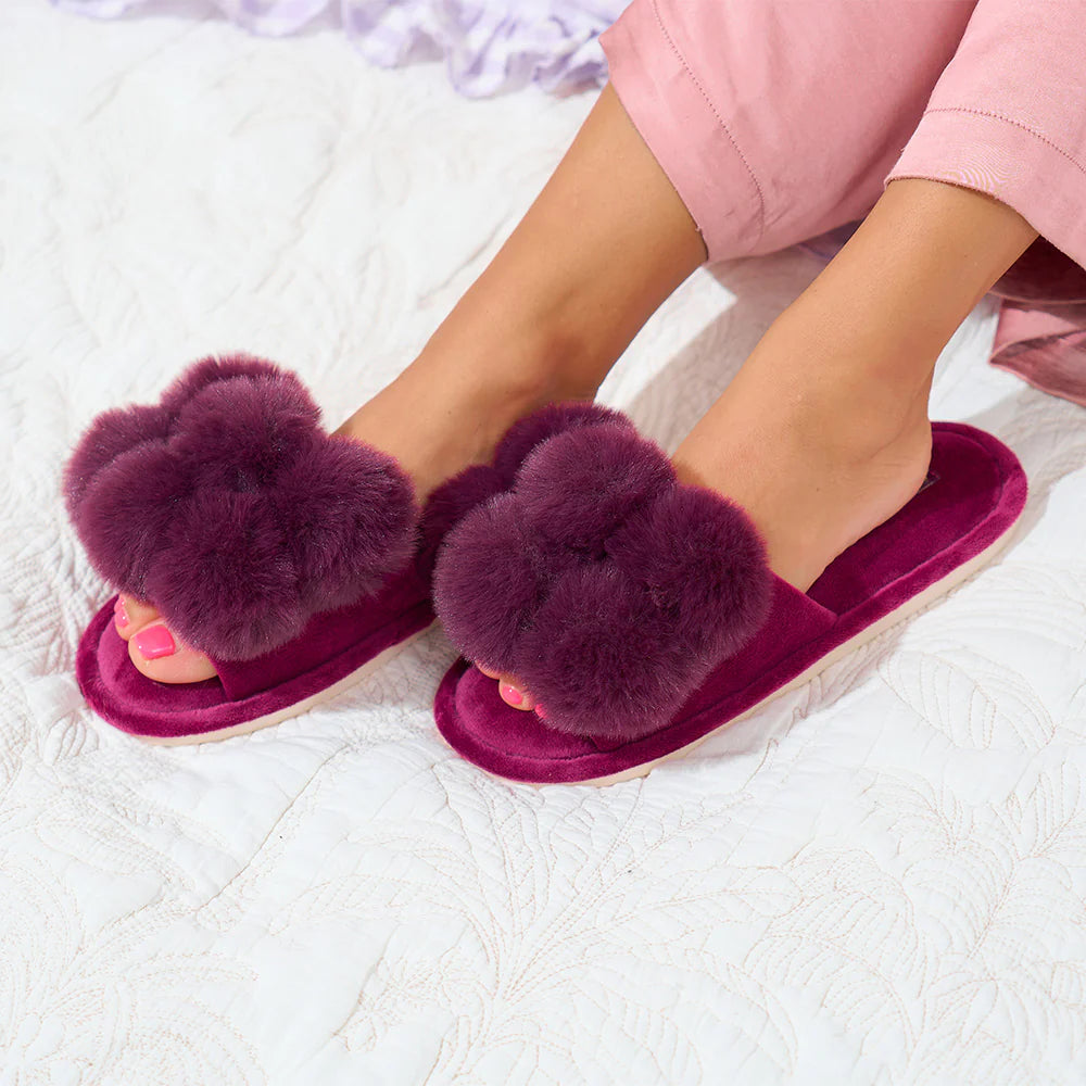 Annabel Trends Pom Pom Slippers - Cosy Luxe