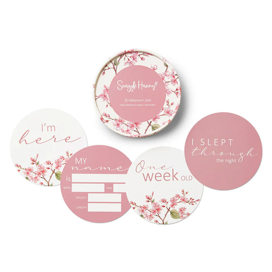 Snuggle Hunny Cherry Blossom & Jewel Reversible Milestone Cards