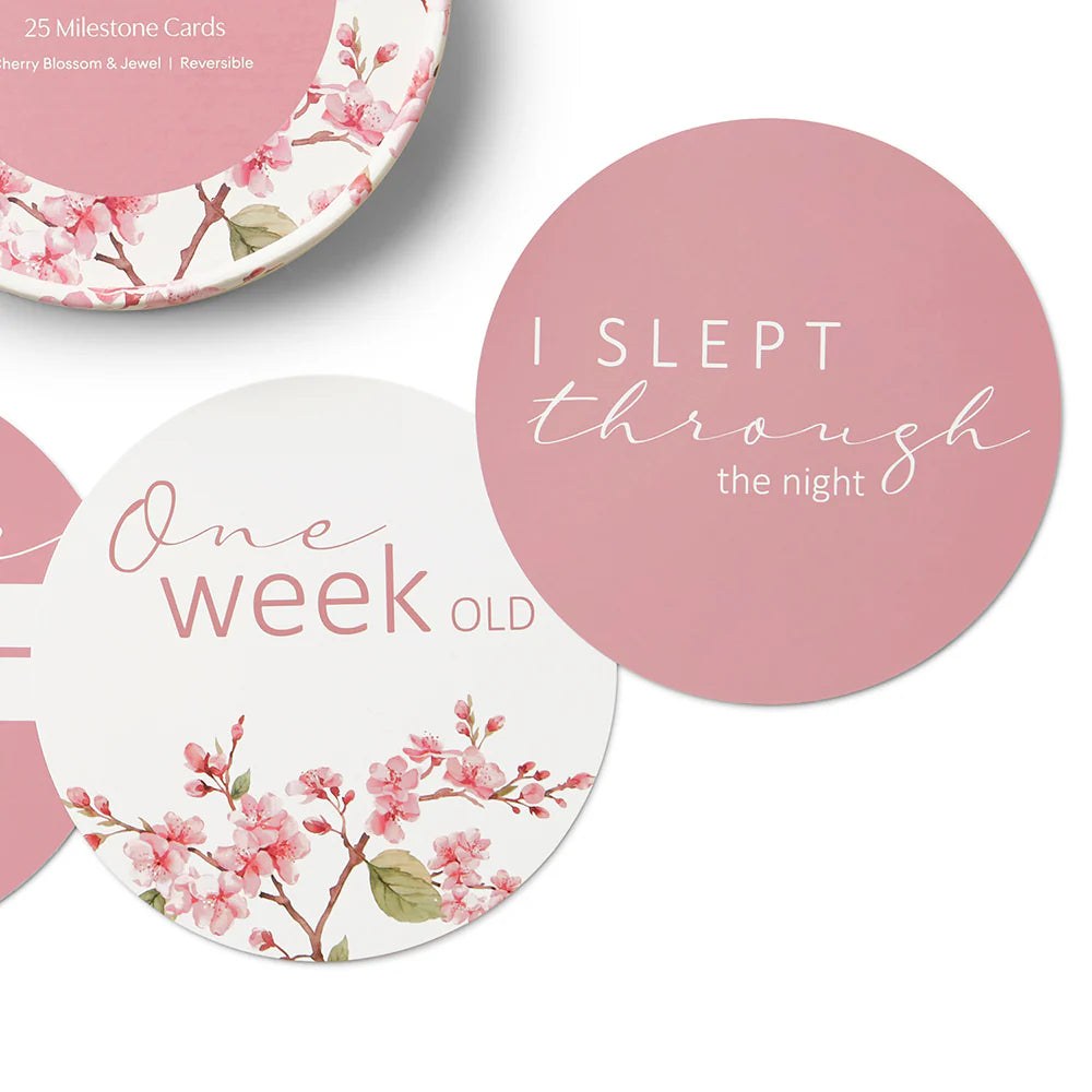 Snuggle Hunny Cherry Blossom & Jewel Reversible Milestone Cards