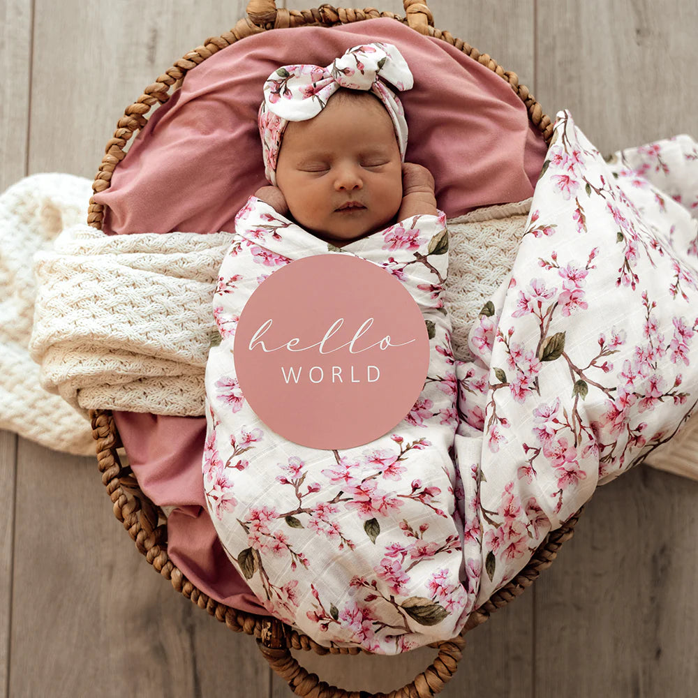 Snuggle Hunny Cherry Blossom & Jewel Reversible Milestone Cards