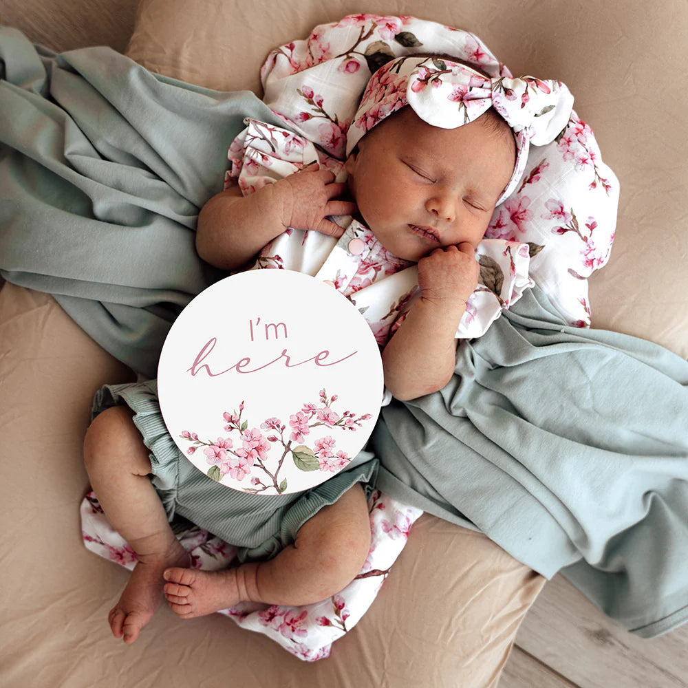 Snuggle Hunny Cherry Blossom & Jewel Reversible Milestone Cards