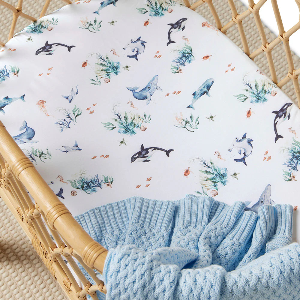 Snuggle Hunny Ocean Organic Bassinet Sheet / Change Pad Cover