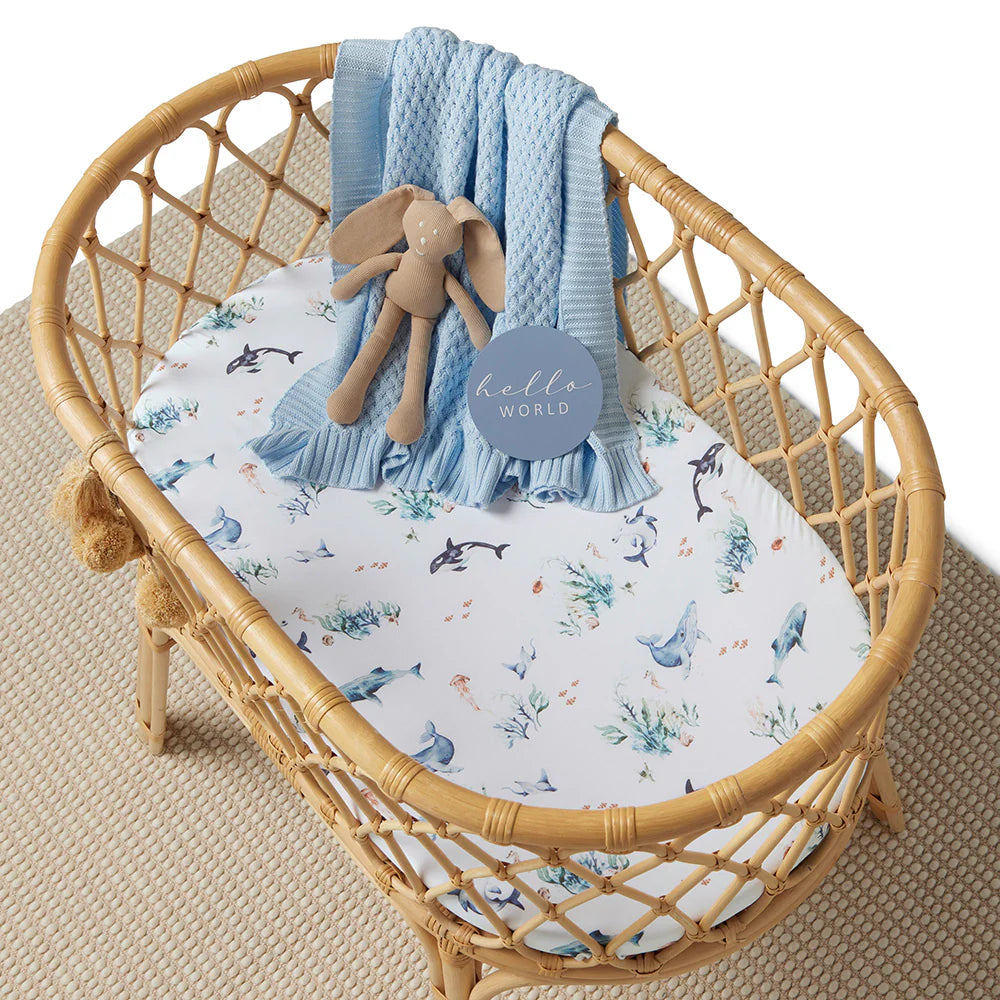 Snuggle Hunny Ocean Organic Bassinet Sheet / Change Pad Cover
