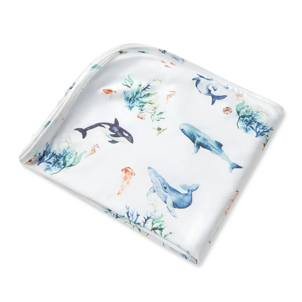Snuggle Hunny - Ocean Organic Jersey Wrap & Beanie Set