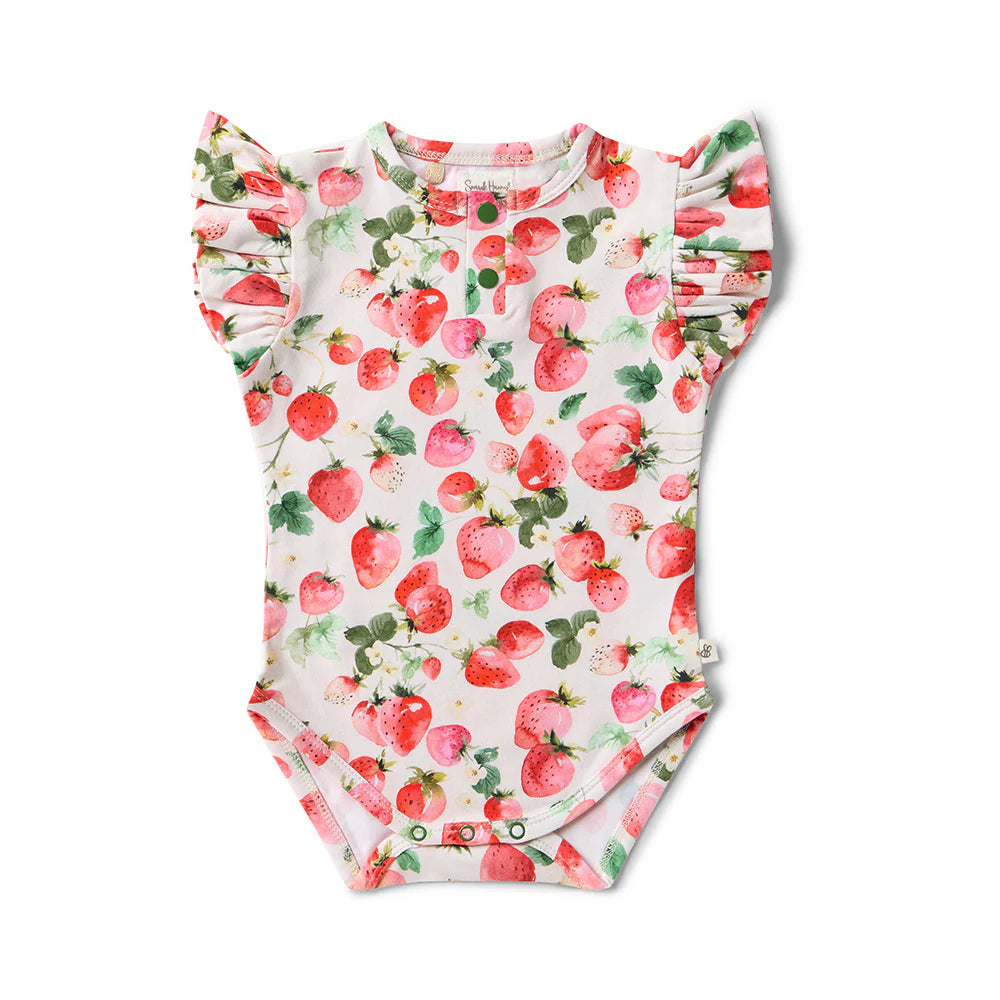 Snuggle Hunny Strawberry Short Sleeve Organic Bodysuit