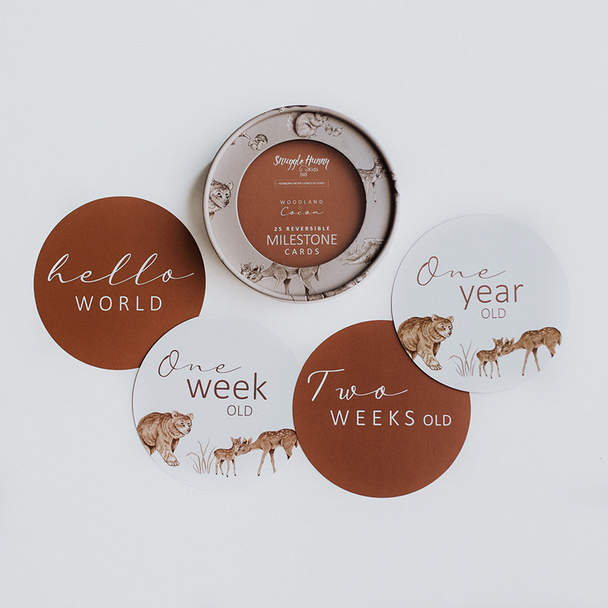 Snuggle Hunny Milestone Cards - Woodland & Cocoa