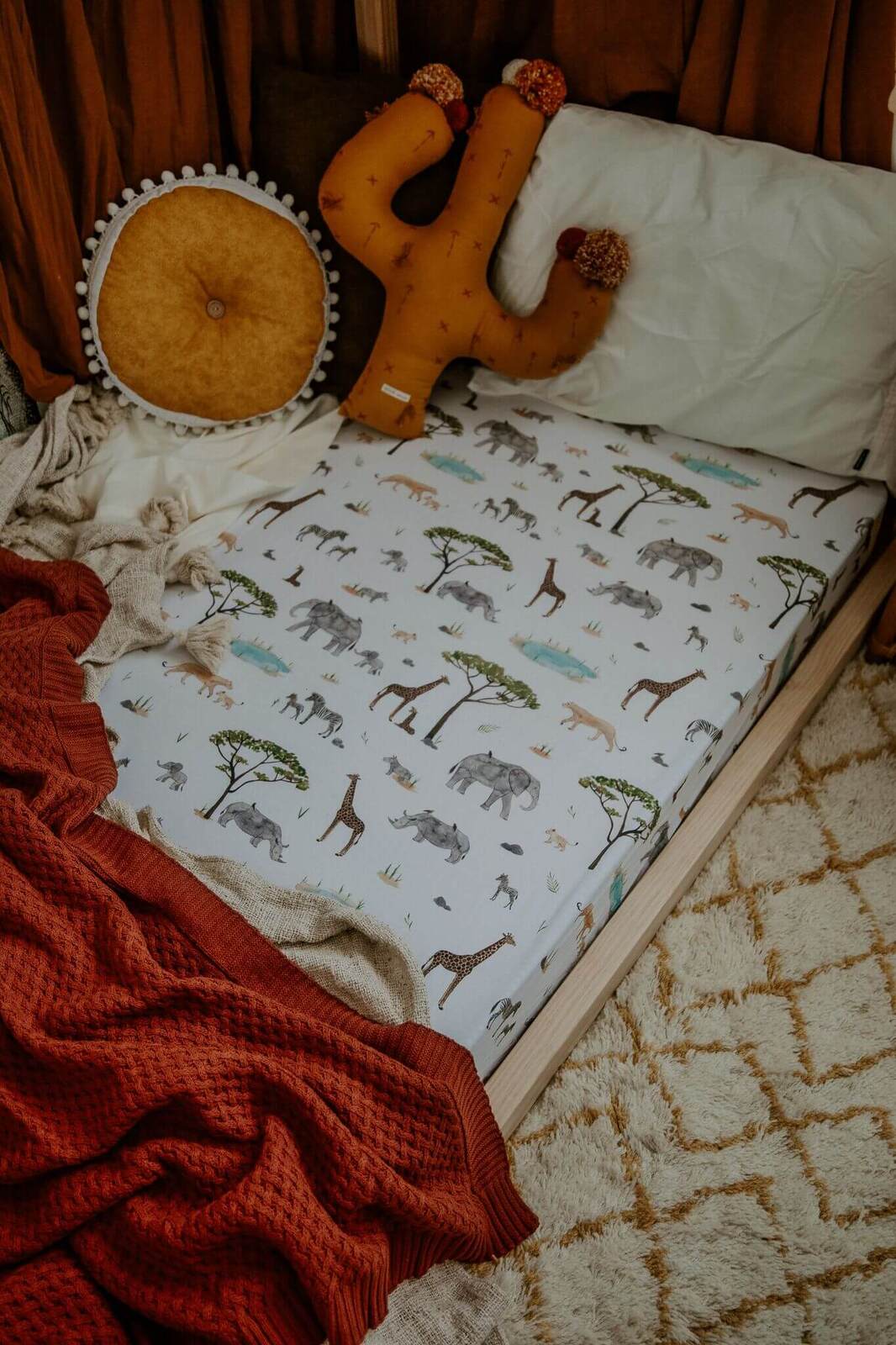 Snuggle Hunny Fitted Cot Sheet - Safari