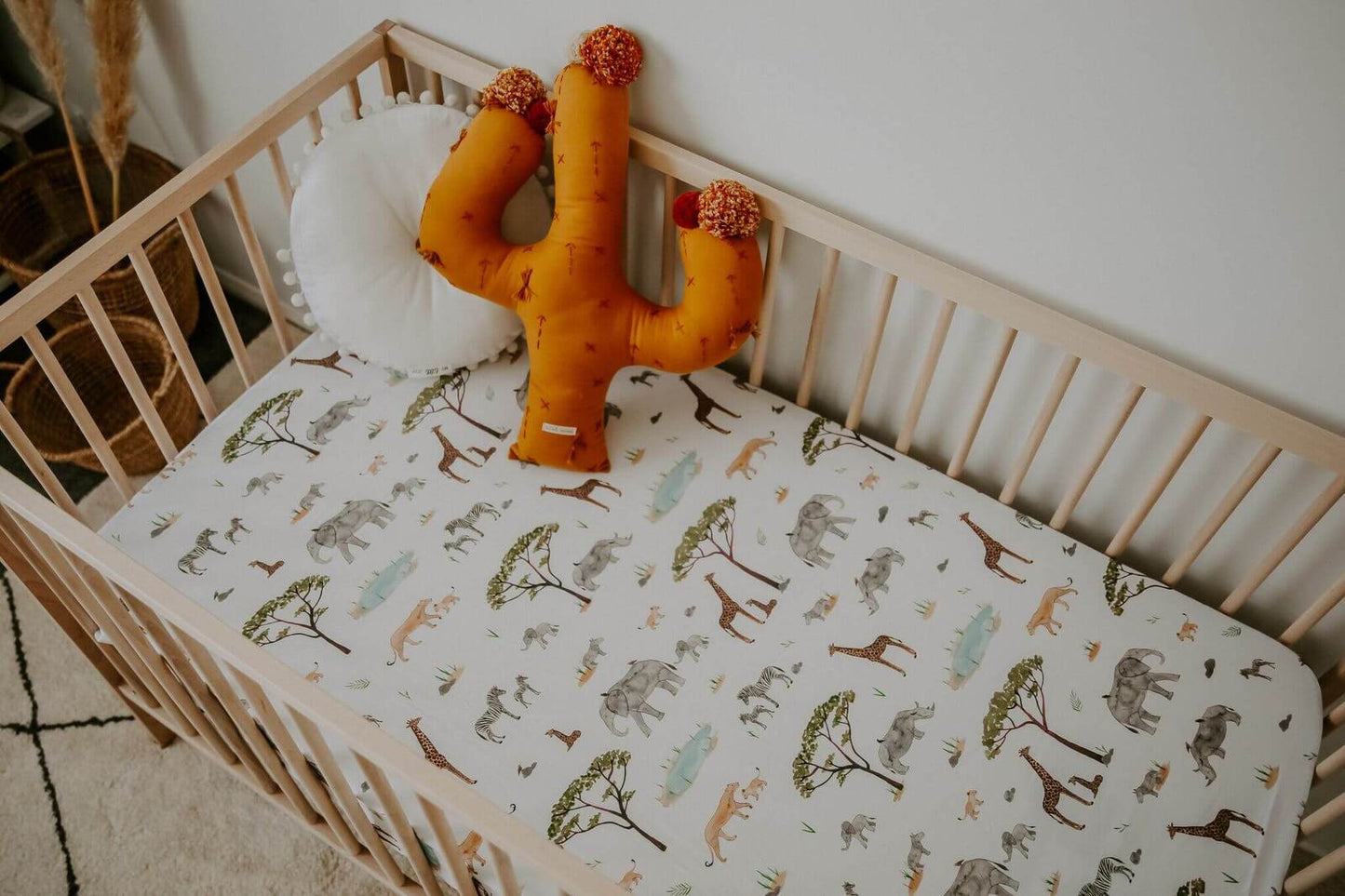 Snuggle Hunny Fitted Cot Sheet - Safari
