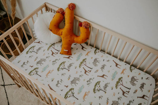 Snuggle Hunny Fitted Cot Sheet - Safari