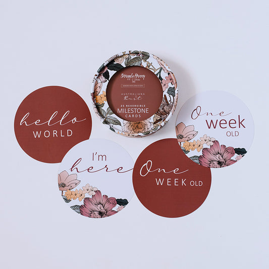 Snuggle Hunny  Milestone Cards - Australiana & Rust