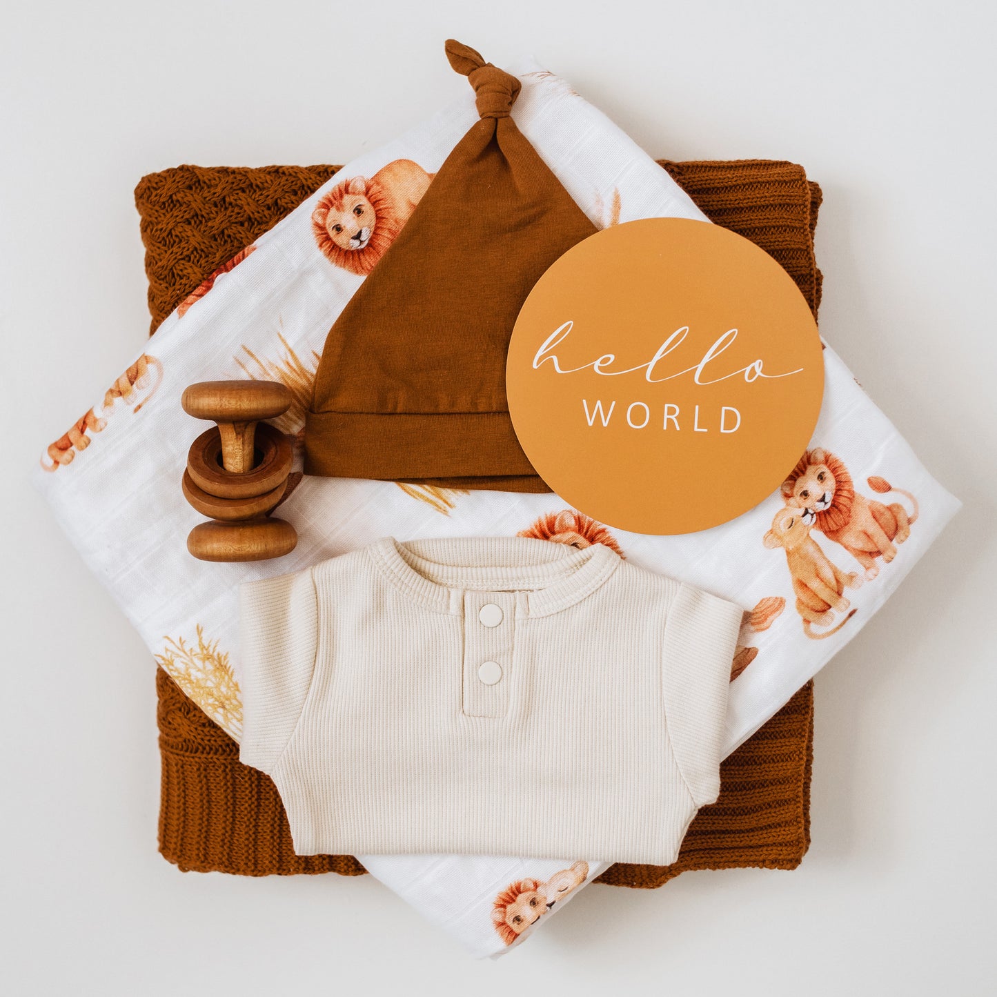 Snuggle Hunny Milestone Cards - Lion & Sunrise Gold