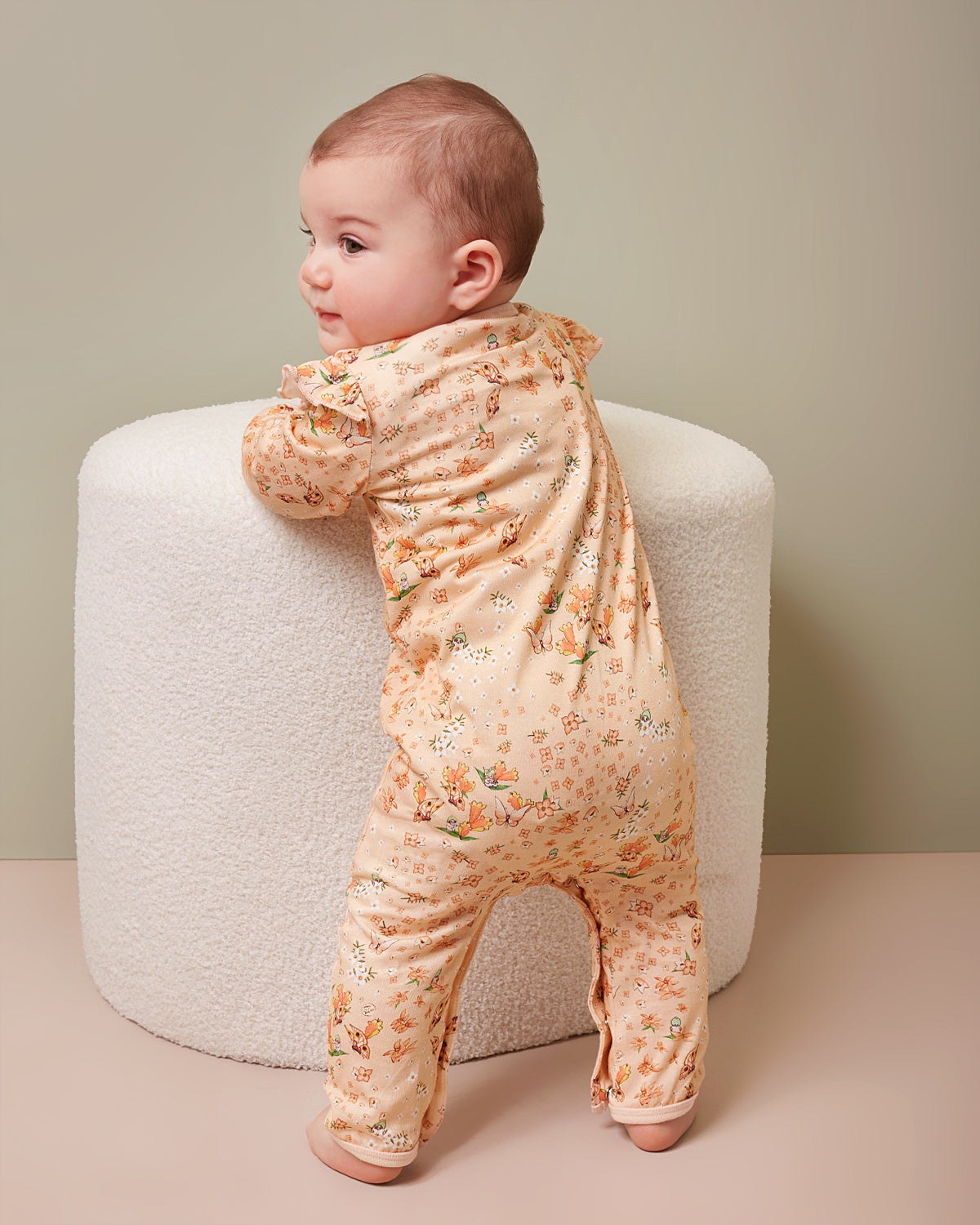 Walnut Melbourne May Gibbs Scout Frill Onesie - Peach Floral