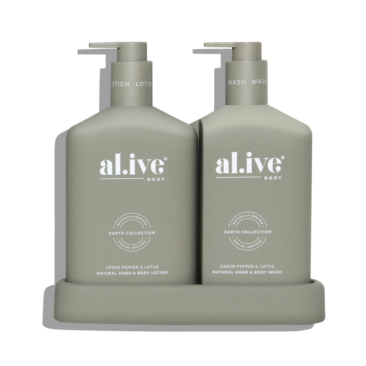Al.ive Body WASH & LOTION DUO + TRAY - GREEN PEPPER & LOTUS