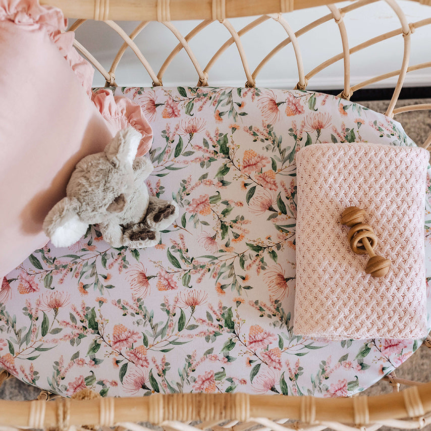 Snuggle Hunny Bassinet Sheet / Change Pad Cover - Wattle
