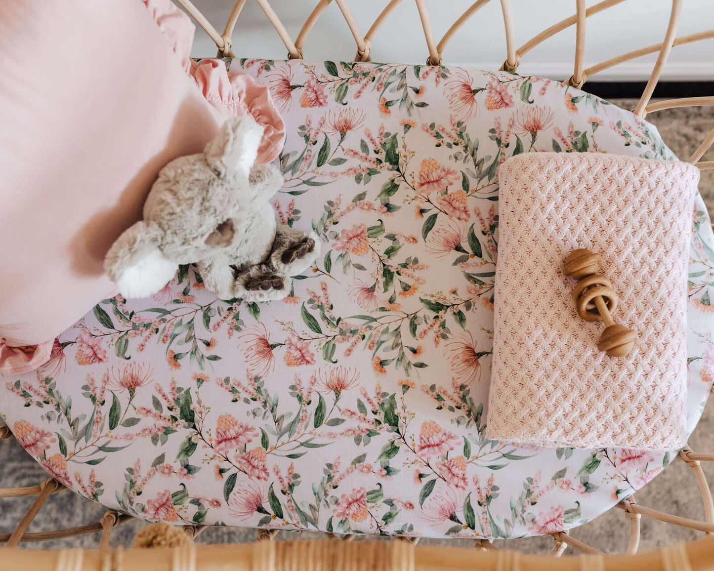 Snuggle Hunny Bassinet Sheet / Change Pad Cover - Wattle