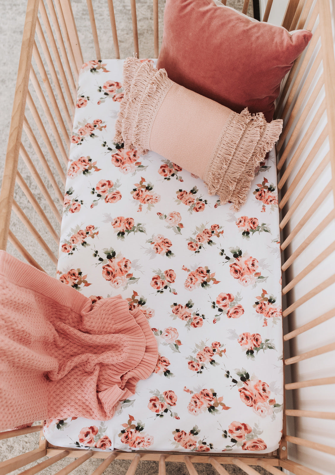 Snuggle Hunny Fitted Cot Sheet - Rosebud