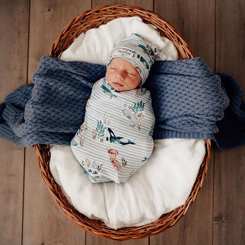 Snuggle Hunny Snuggle Swaddle & Beanie Set - Whale