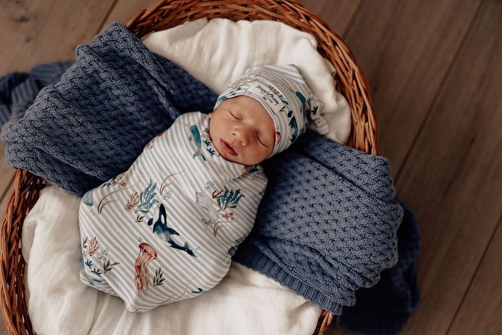 Snuggle Hunny Snuggle Swaddle & Beanie Set - Whale