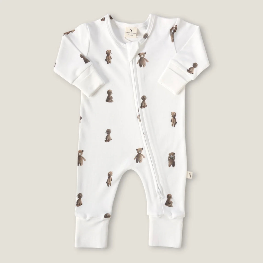 Fledge & Thread Teddy Bear Zip Onesie