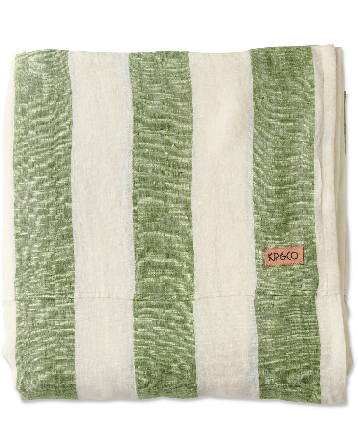 Kip & Co - Moss Stripe Linen Flat Sheet Queen