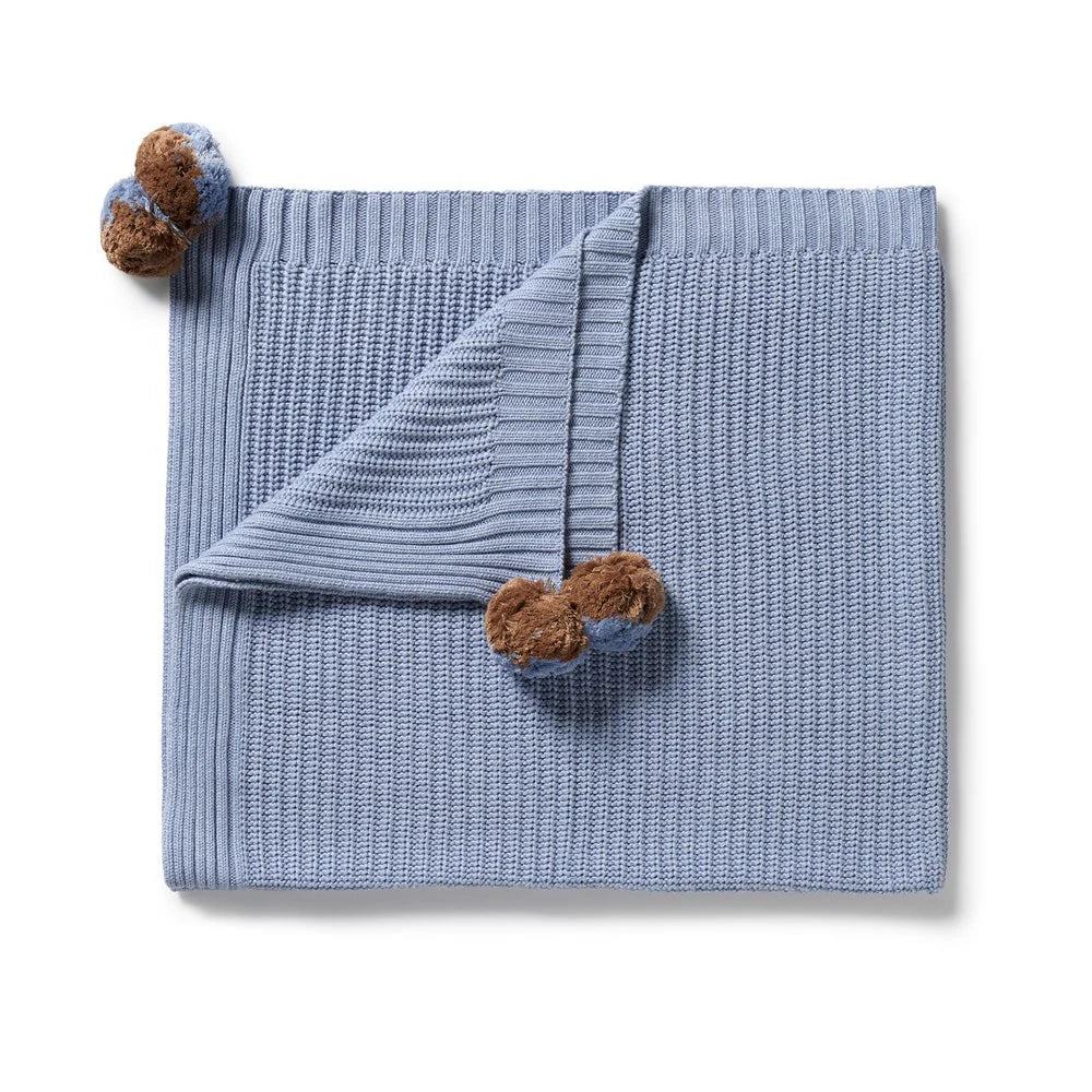Wilson & Frenchy Blue Speckle Organic Knitted Blanket