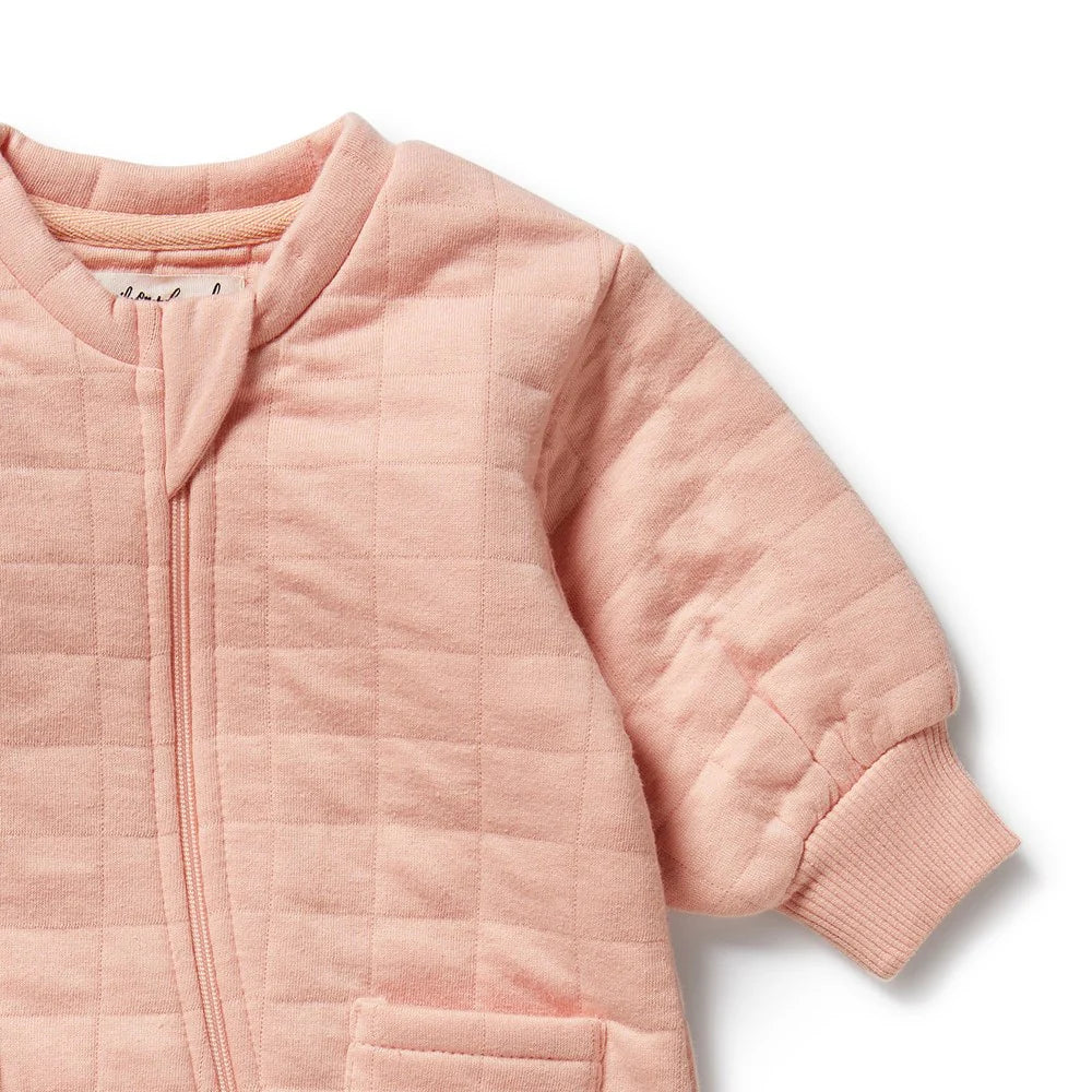 Wilson & Frenchy Pretty Pink Organic Quilted Growsuit