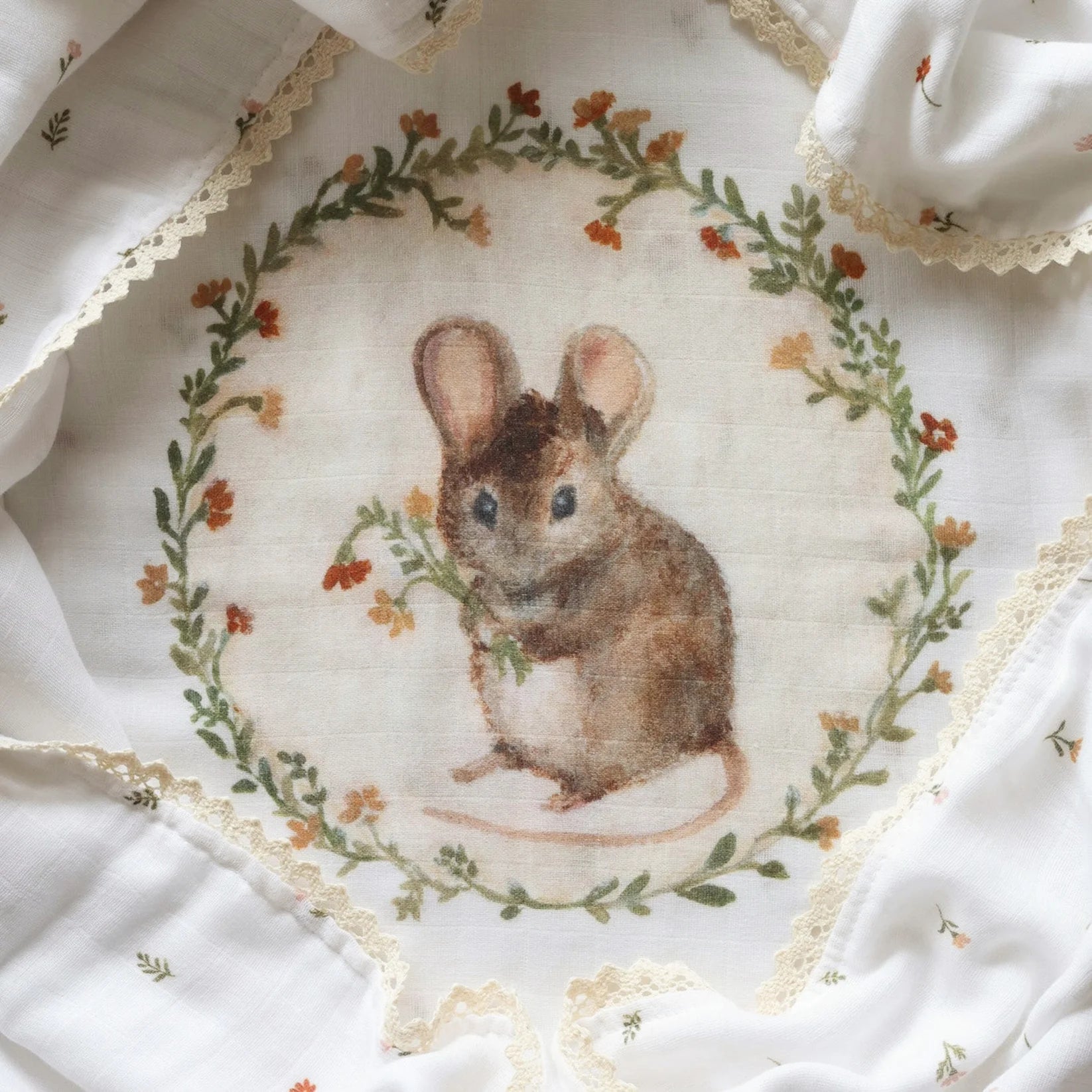 Fledge And Thread Baby Heirloom blanket - Mouse