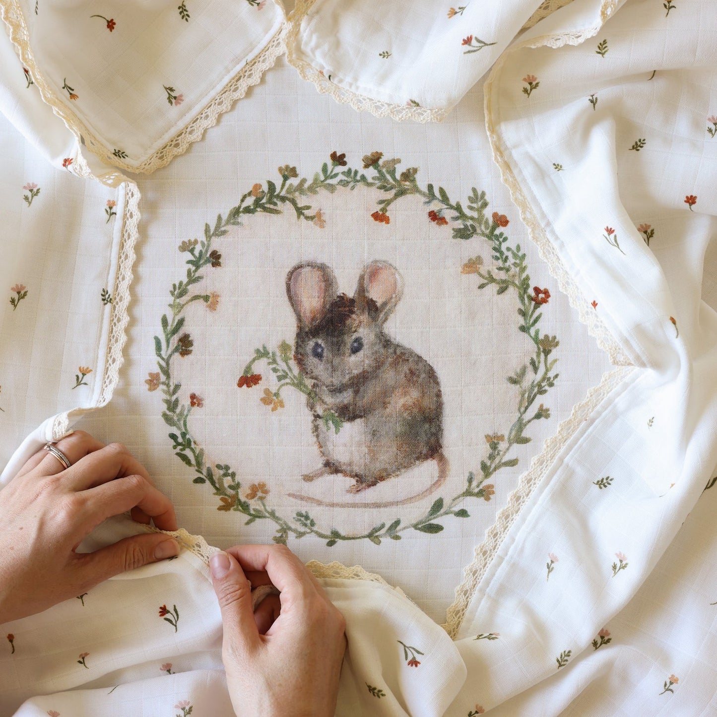 Fledge And Thread Baby Heirloom blanket - Mouse