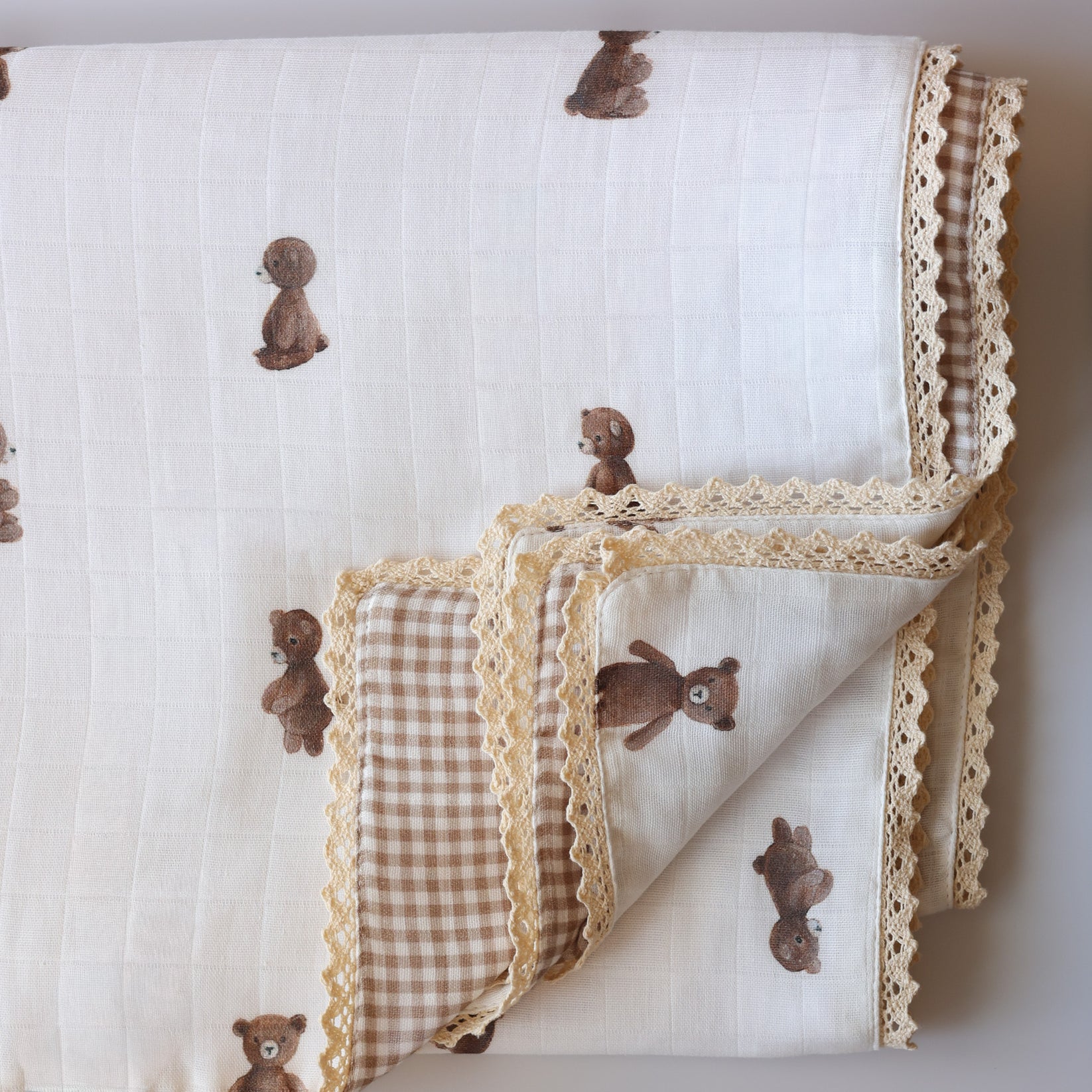 Fledge And Thread Baby Heirloom blanket - Teddy Bear