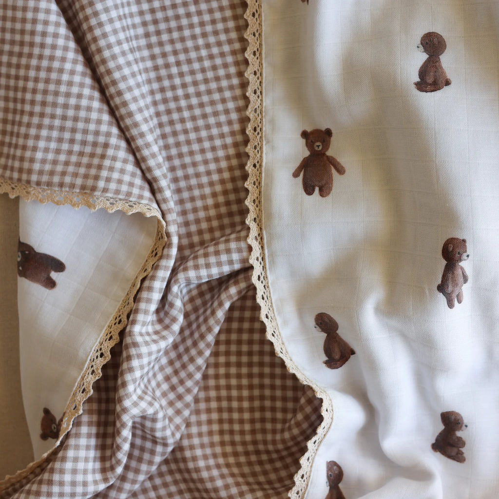 Fledge And Thread Baby Heirloom blanket - Teddy Bear