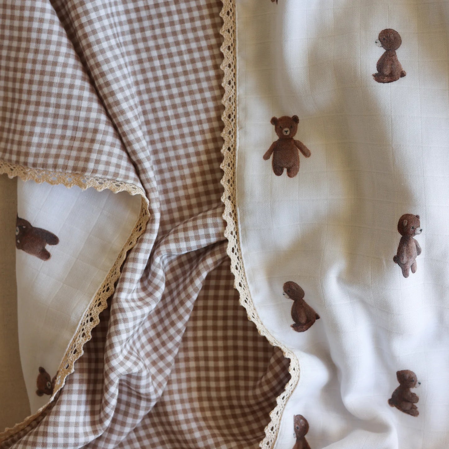 Fledge And Thread Baby Heirloom blanket - Teddy Bear