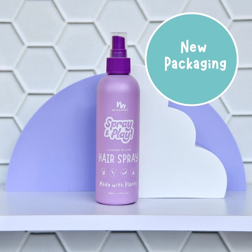 No Nasties Kids Plant Based Alcohol Free Hair Spray in Calming Lavender and Fresh Lime 200ml