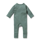 Wilson & Frenchy Pine Green Organic Waffle Zipsuit
