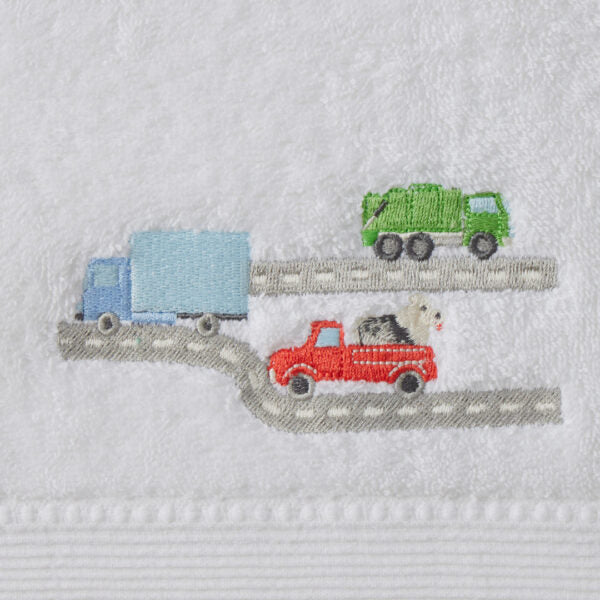 Jiggle & Giggle Trucking Along Bath Towel & Face Washer in Organza Bag