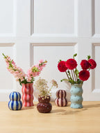 Jones & Co Fonda Brown Blue Dotty Vase