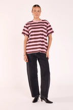 Feather & Noise Carter Bold Tee Violet Plum Stripe