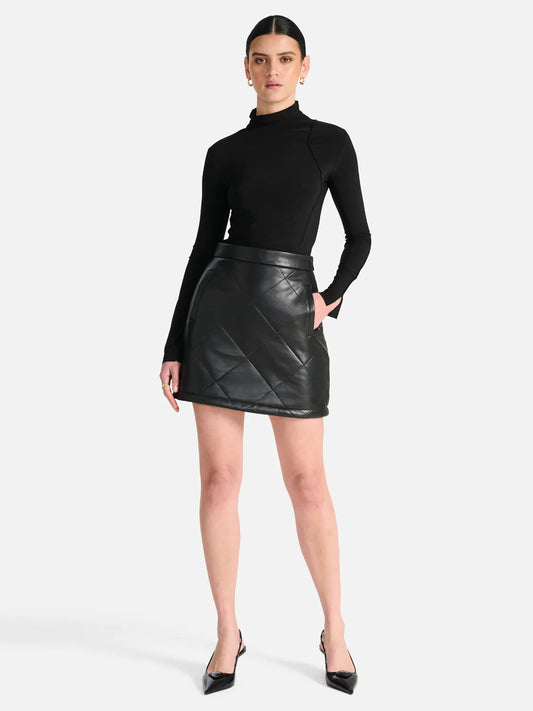 Ena Pelly Loretta Quilted Leather Mini Skirt