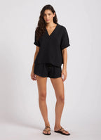 Seafolly - Double Gauze V-Neck Top - Black