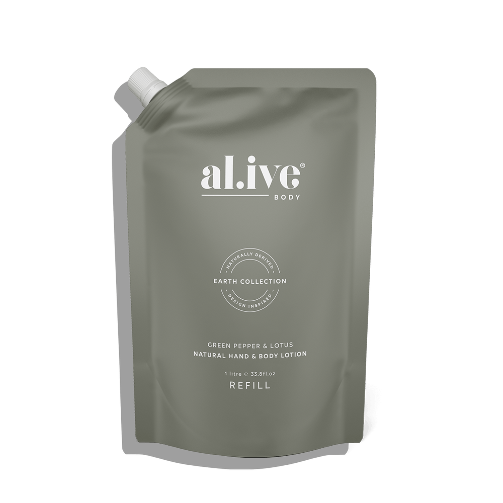 Al.ive Body 1 LTR LOTION REFILL - GREEN PEPPER & LOTUS