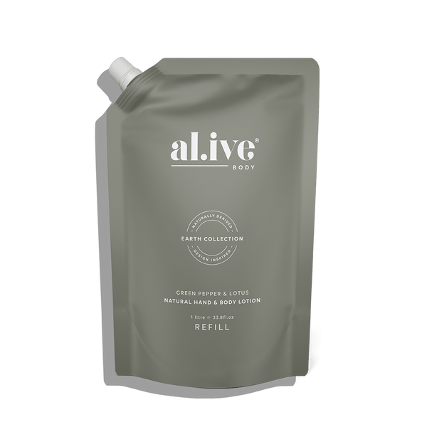 Al.ive Body 1 LTR LOTION REFILL - GREEN PEPPER & LOTUS