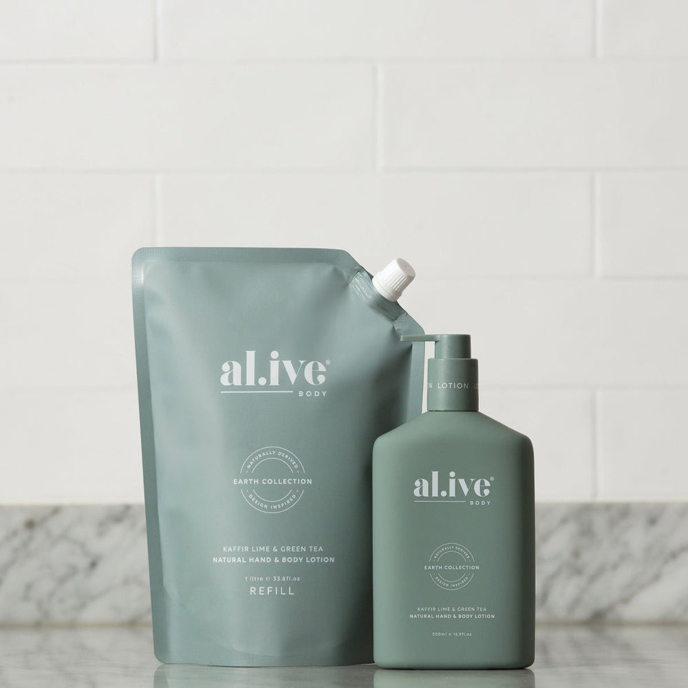Al.ive Body 1 LTR LOTION REFILL - KAFFIR LIME & GREEN TEA