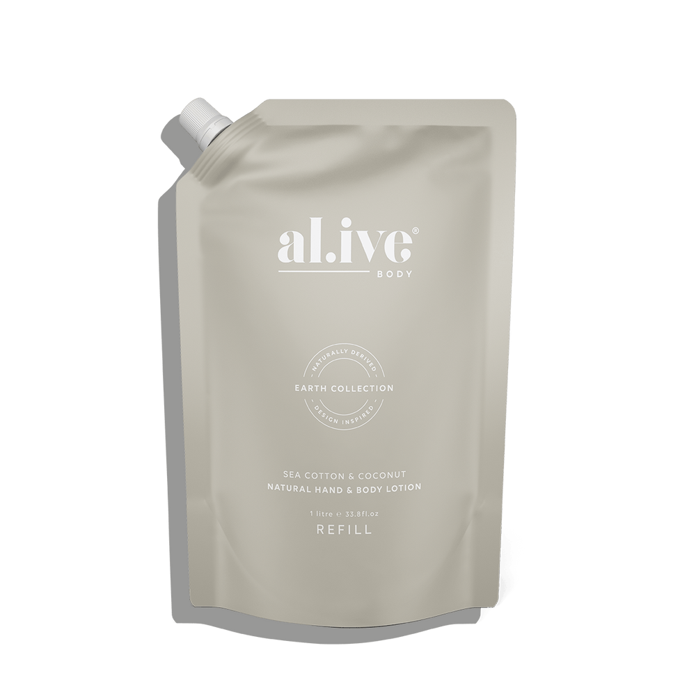 Al.ive Body 1 LTR LOTION REFILL - SEA COTTON & COCONUT