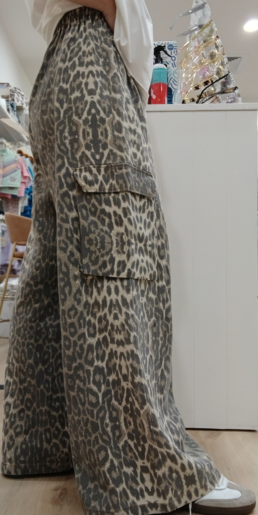 By Frankie Elargo Denim Cargo Pant - Leopard