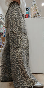 By Frankie Elargo Denim Cargo Pant - Leopard