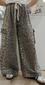 By Frankie Elargo Denim Cargo Pant - Leopard