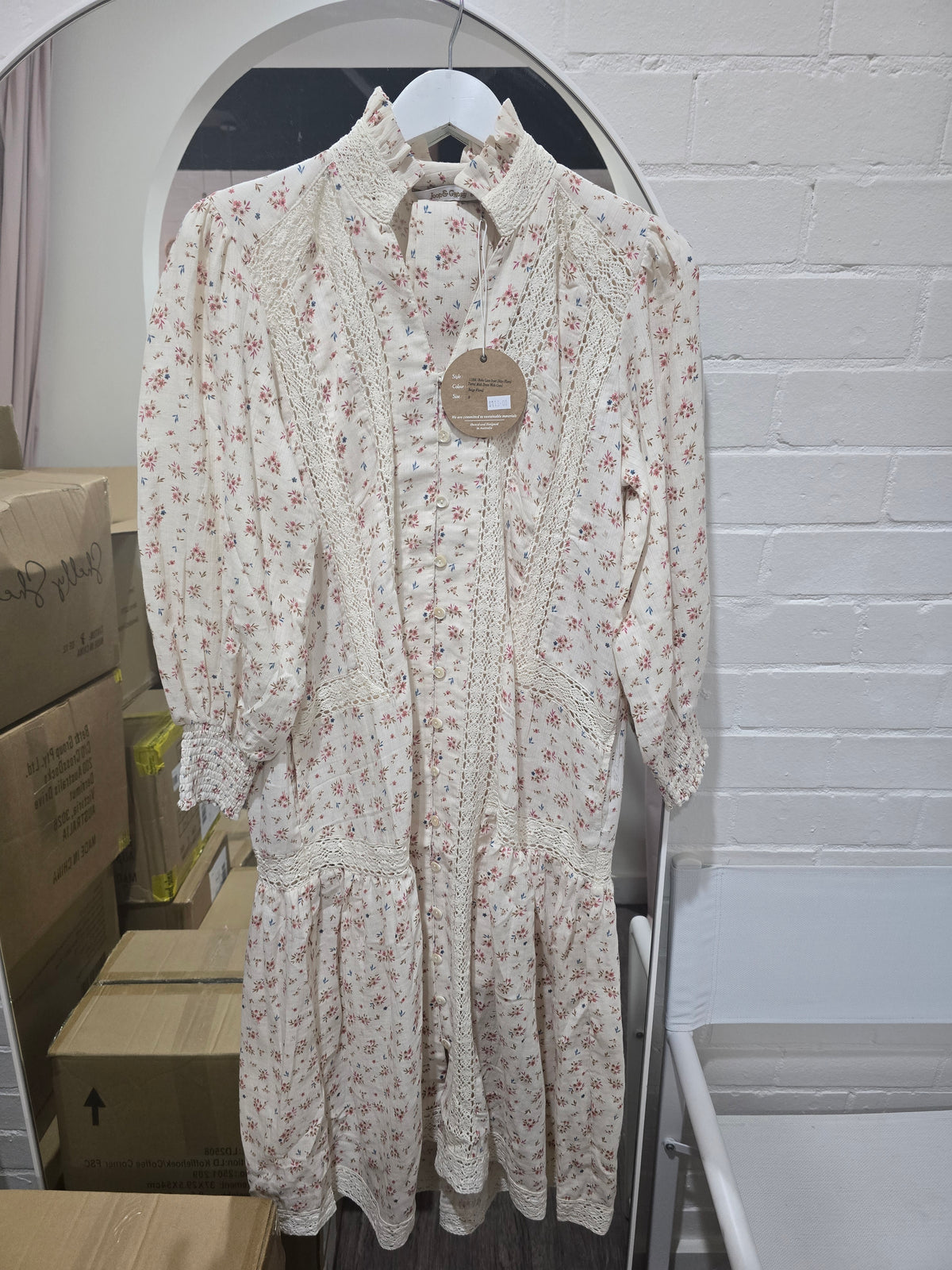 Joop & Gypsy Boho Lace Inset Ditsy Floral Tiered Midi Dress With Cami