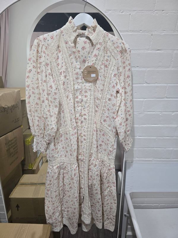 Joop & Gypsy Boho Lace Inset Ditsy Floral Tiered Midi Dress With Cami